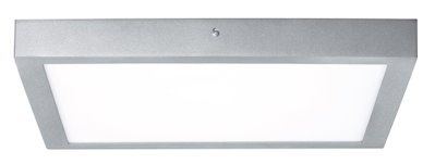 Rechteckige Deckenleuchte aus silbernem Metall mit weißem Diffusor für moderne Innenbeleuchtung