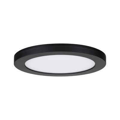 Round LED ceiling light with black frame and white diffuser for modern room lighting