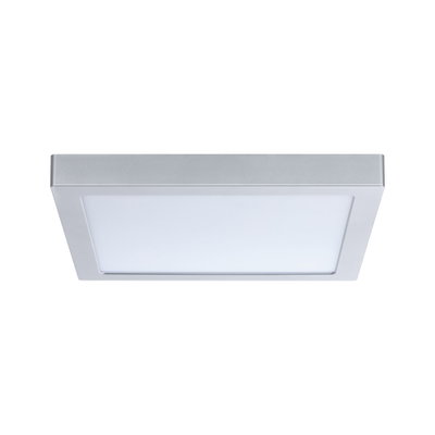 Square LED ceiling light in silver aluminum with white diffuser for modern interior lighting