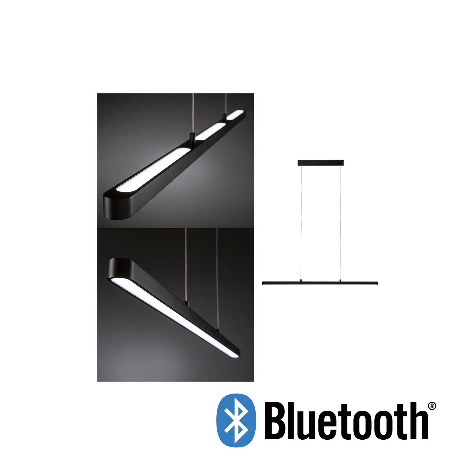Luminaire en suspension LED Smart Home Bluetooth Lento Tunable White 1800lm 43W Noir