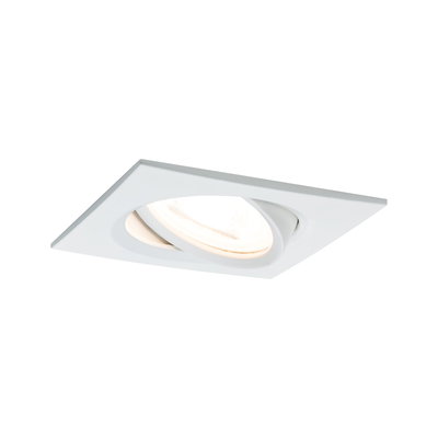 White square metal recessed spotlight with adjustable head for LED lighting in modern interiors