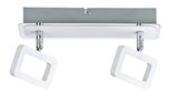 Modern white LED ceiling light with two rectangular panels and chrome mount for living spaces