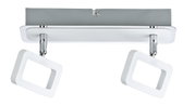 Plafonnier LED blanc moderne avec deux panneaux rectangulaires et support chromé pour intérieur