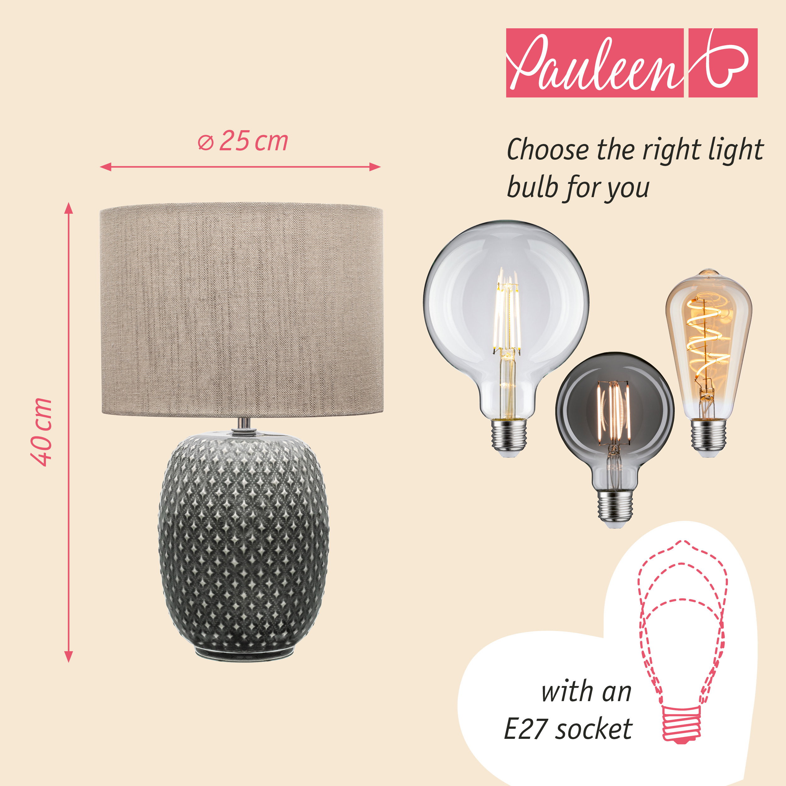 Paulmann Pauleen Table lamp Pretty Classy E27 max. 60W Grey/Beige