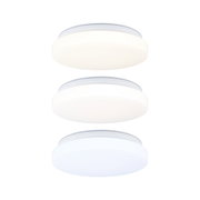 Round white LED ceiling light made of plastic with dimmable color temperatures for living spaces