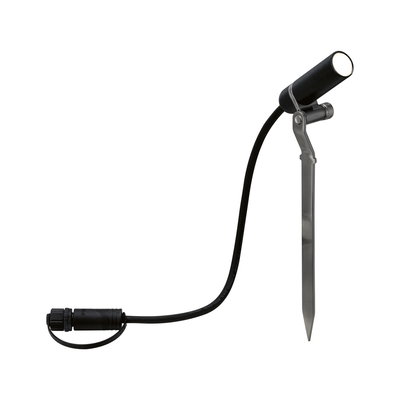 Black LED garden spotlight with ground spike and cable for outdoor garden lighting