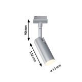 Silberner LED-Strahler aus Metall mit 90 mm Höhe und 43 mm Durchmesser für moderne Innenbeleuchtung