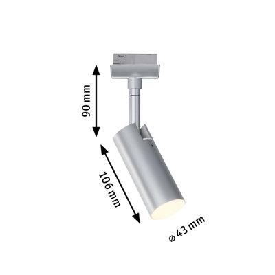 Silberner LED-Strahler aus Metall mit 90 mm Höhe und 43 mm Durchmesser für moderne Innenbeleuchtung