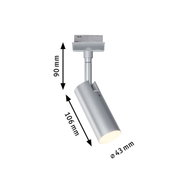 Silberner LED-Strahler aus Metall mit 90 mm Höhe und 43 mm Durchmesser für moderne Innenbeleuchtung