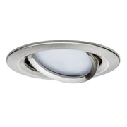 Rundstrahler aus gebürstetem Edelstahl mit weißem Diffusor für moderne LED-Einbauleuchten