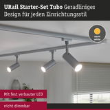 URail Starter-Set Tubo LED-Schienenstrahler in Grau mit warmweißem Licht, nicht dimmbar