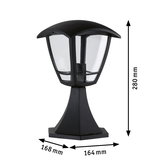 Schwarze Außenleuchte aus Kunststoff mit transparentem Glas und Maßen 280x168x164 mm für Gartenbeleuchtung