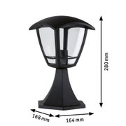 Schwarze Außenleuchte aus Metall mit klarem Glas und klassischen Linien, wetterfest und langlebig