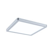 Plafonnier LED carré avec cadre en aluminium argenté et diffuseur blanc pour éclairage moderne