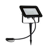 Projecteur LED noir avec piquet de terre et câble pour éclairage extérieur et jardin