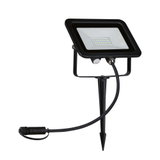 Projecteur LED noir avec piquet de terre et câble pour éclairage extérieur et jardin