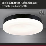 Plafonnier noir avec diffuseur blanc et fixation à baïonnette facile à monter