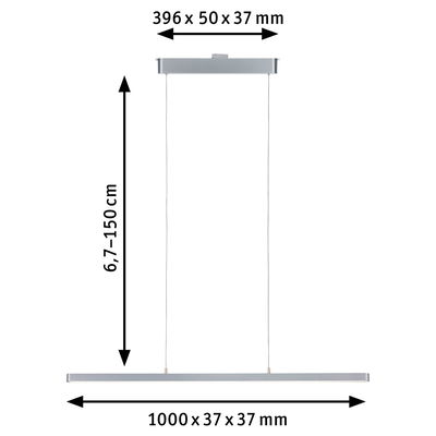 Moderne zilveren metalen LED-hanglamp met verstelbare hoogte en slank ontwerp voor binnenverlichting