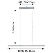 Moderne silberne LED-Pendelleuchte mit verstellbarer Höhe 6,7-150 cm und 100 cm Länge
