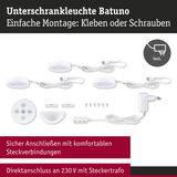 Unterbauleuchte Batuno in Weiß mit Fernbedienung, Schrauben und Steckverbindungen für einfache Montage