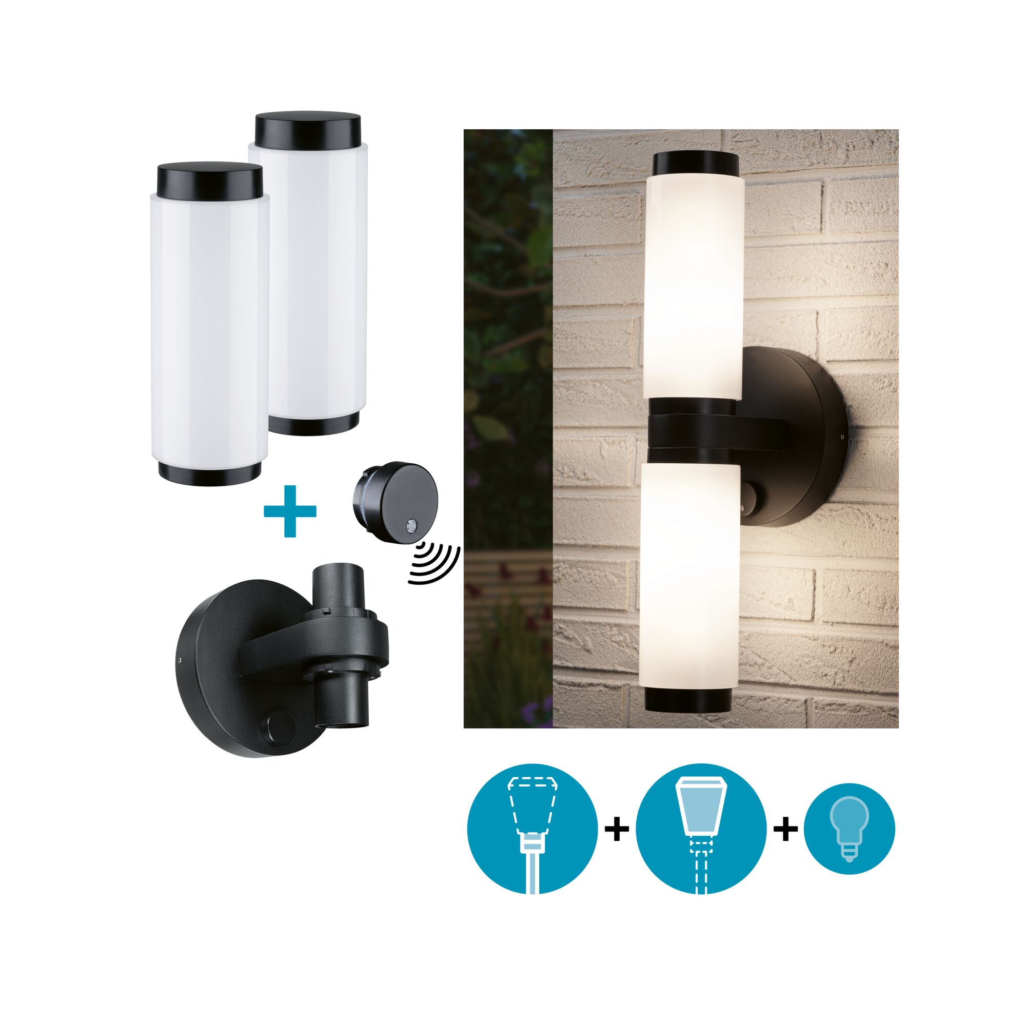 Set ModuShine Wandhalter 2x Selaro mit Sensor Anthrazit
