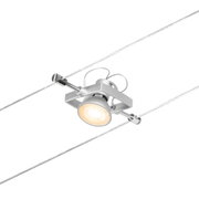 Silver metal LED cable spotlight with warm white light for modern interior lighting