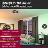 Spaceglow Four LED 3D Decken- und Wandlampe in Schwarz mit 3D-Tiefeneffekt für Raumbeleuchtung