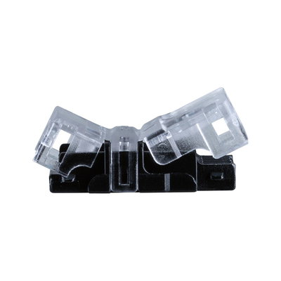 Small black and transparent plastic connector for LED lighting systems and electrical connections