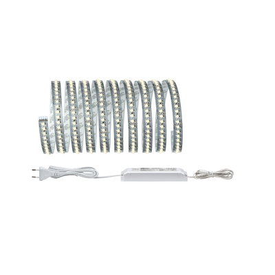 Flexible white LED strip with power supply for energy-efficient room lighting