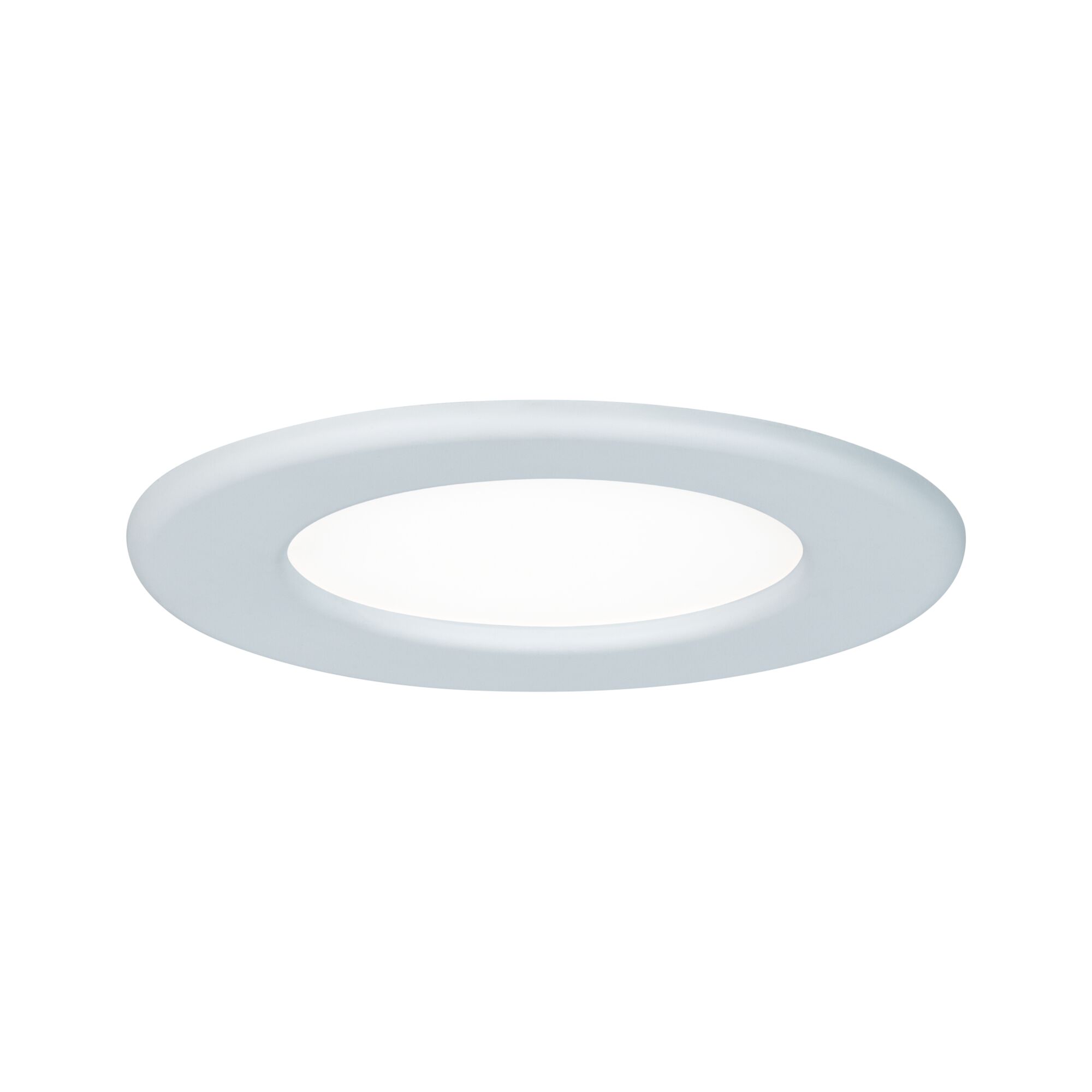 Round white LED recessed panel with matte frame for energy-efficient ceiling lighting