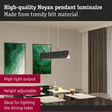 Noyan pendant luminaire in grey felt, height adjustable, perfect for dining table lighting with high light output