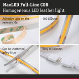 MaxLED Full-Line COB LED strip with adhesive tape, 480 LEDs per meter, cuttable every 5 cm, easy to connect