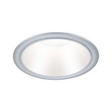 Round silver recessed LED panel light with white illumination for modern ceiling lighting