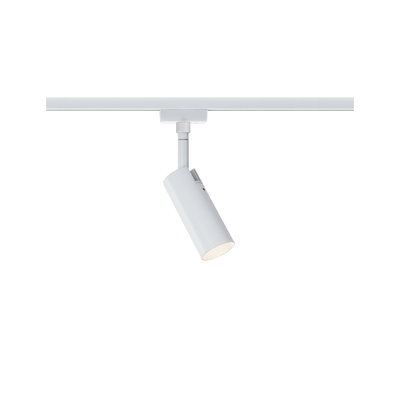 Modern white metal LED spotlight on track system for adjustable lighting solutions