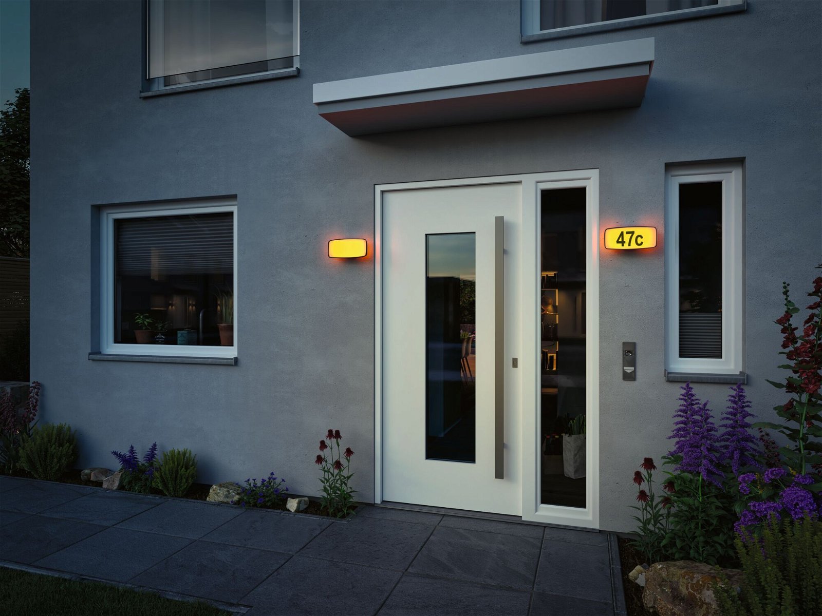 LED-huisnummerverlichting Smart Home Zigbee Sheera schemersensor insectvriendelijk\n IP44 276x73mm Tunable Warm 6,5W 430lm 230V Antraciet Kunststof