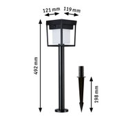 Solar LED zemní kolík Ferrara IP44 3000K 400lm Černá 121x690mm