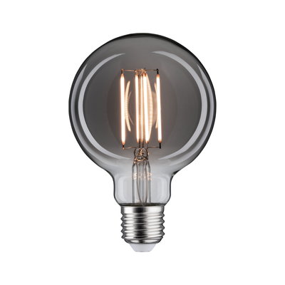 Ampoule LED ronde en verre transparent avec filaments visibles, source lumineuse économique