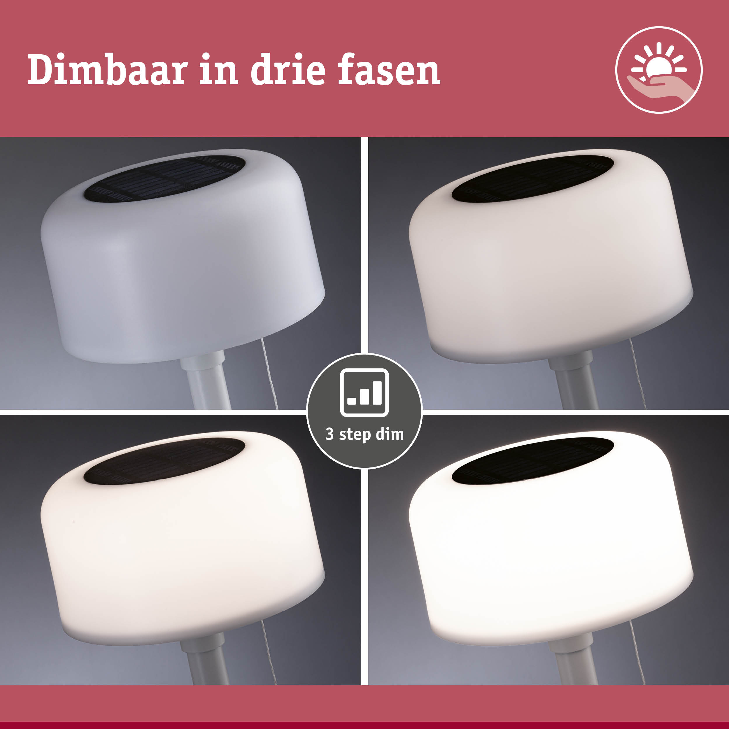 Witte dimbare LED-tafellamp met drie helderheidsniveaus en mat plastic behuizing