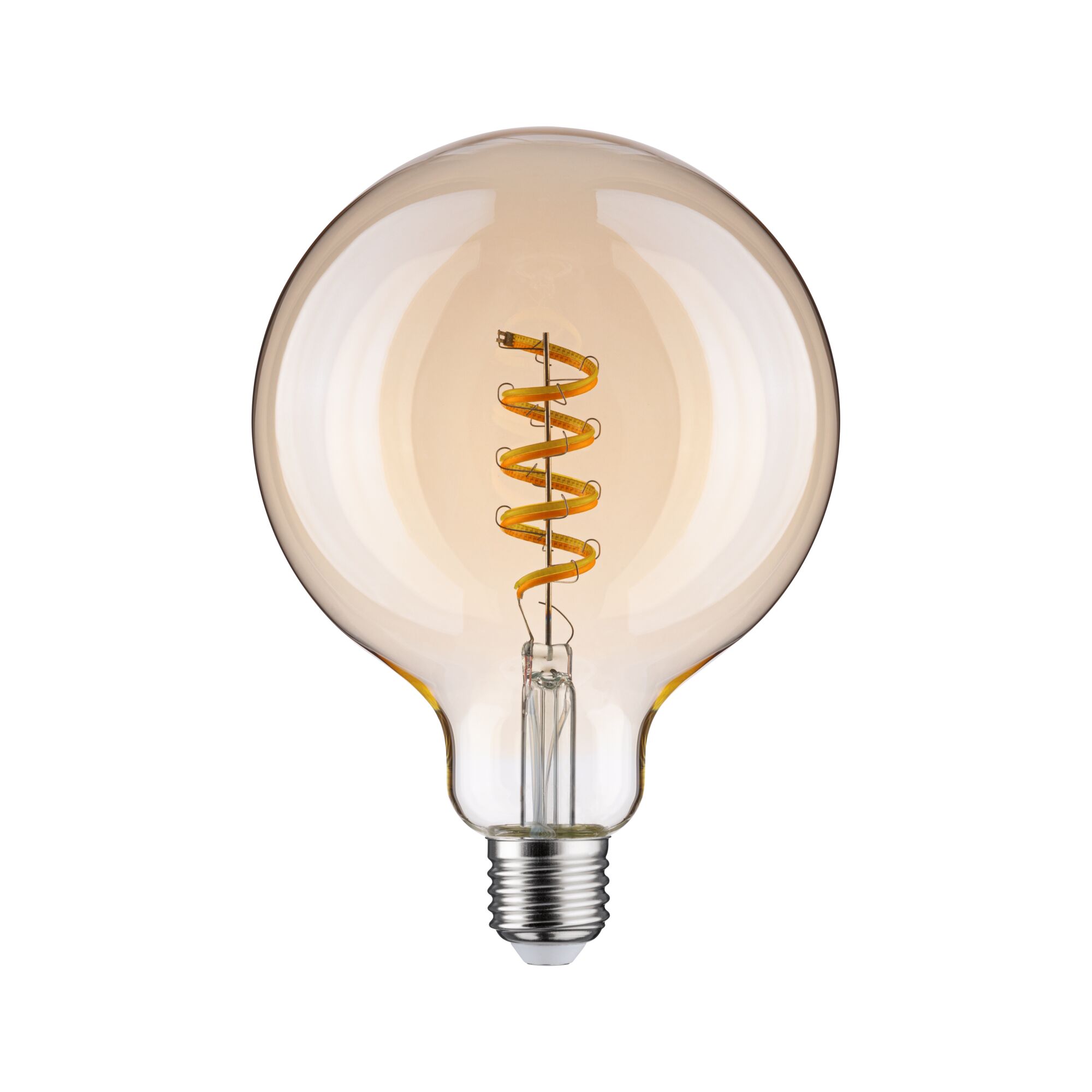 Ronde amberkleurige glazen LED-lamp met spiraalvormige gloeidraad voor sfeerverlichting