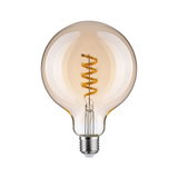 Ronde amberkleurige glazen LED-lamp met spiraalvormige gloeidraad voor sfeerverlichting