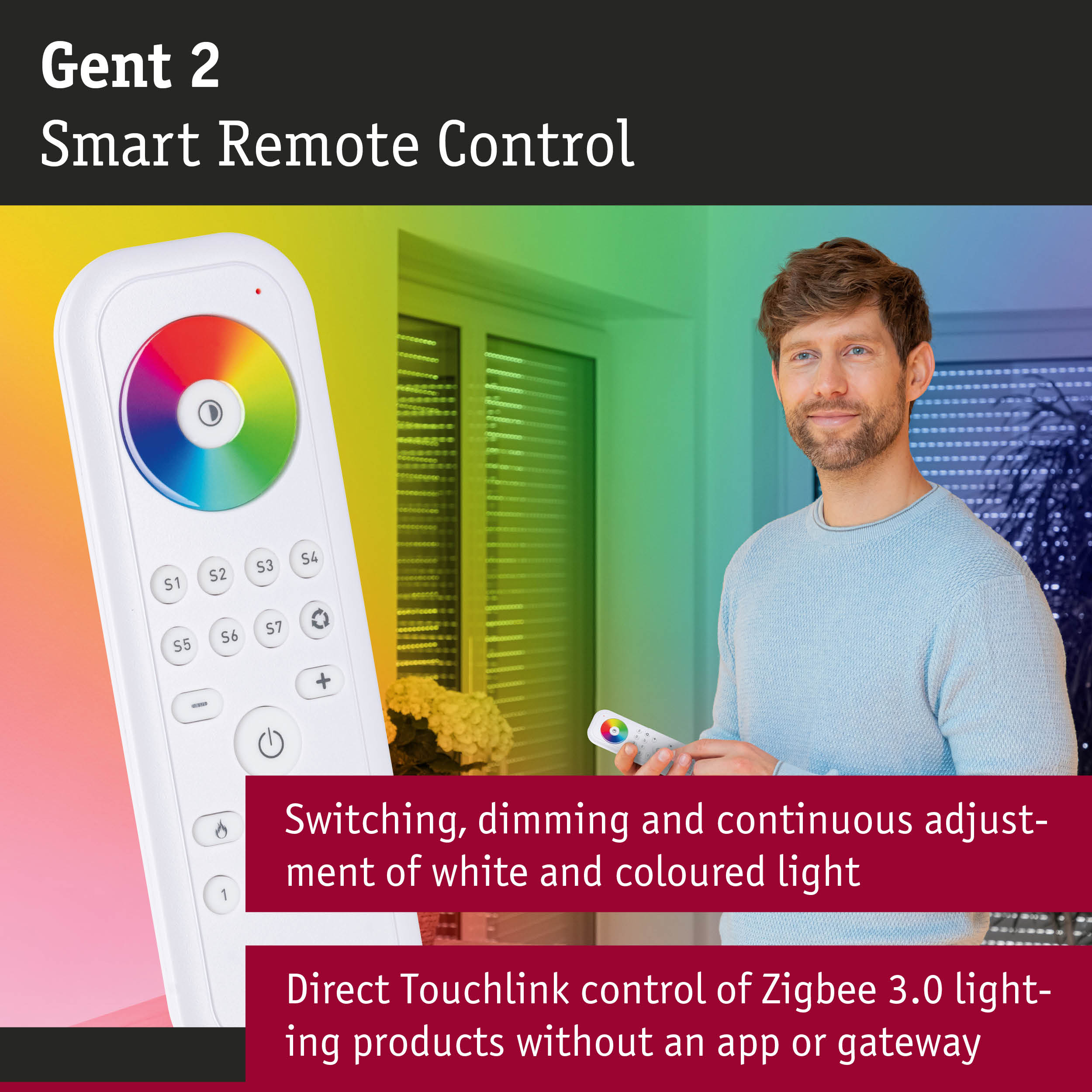 Gent 2 Smart Remote Control white with color wheel for lighting control and Zigbee 3.0 compatibility