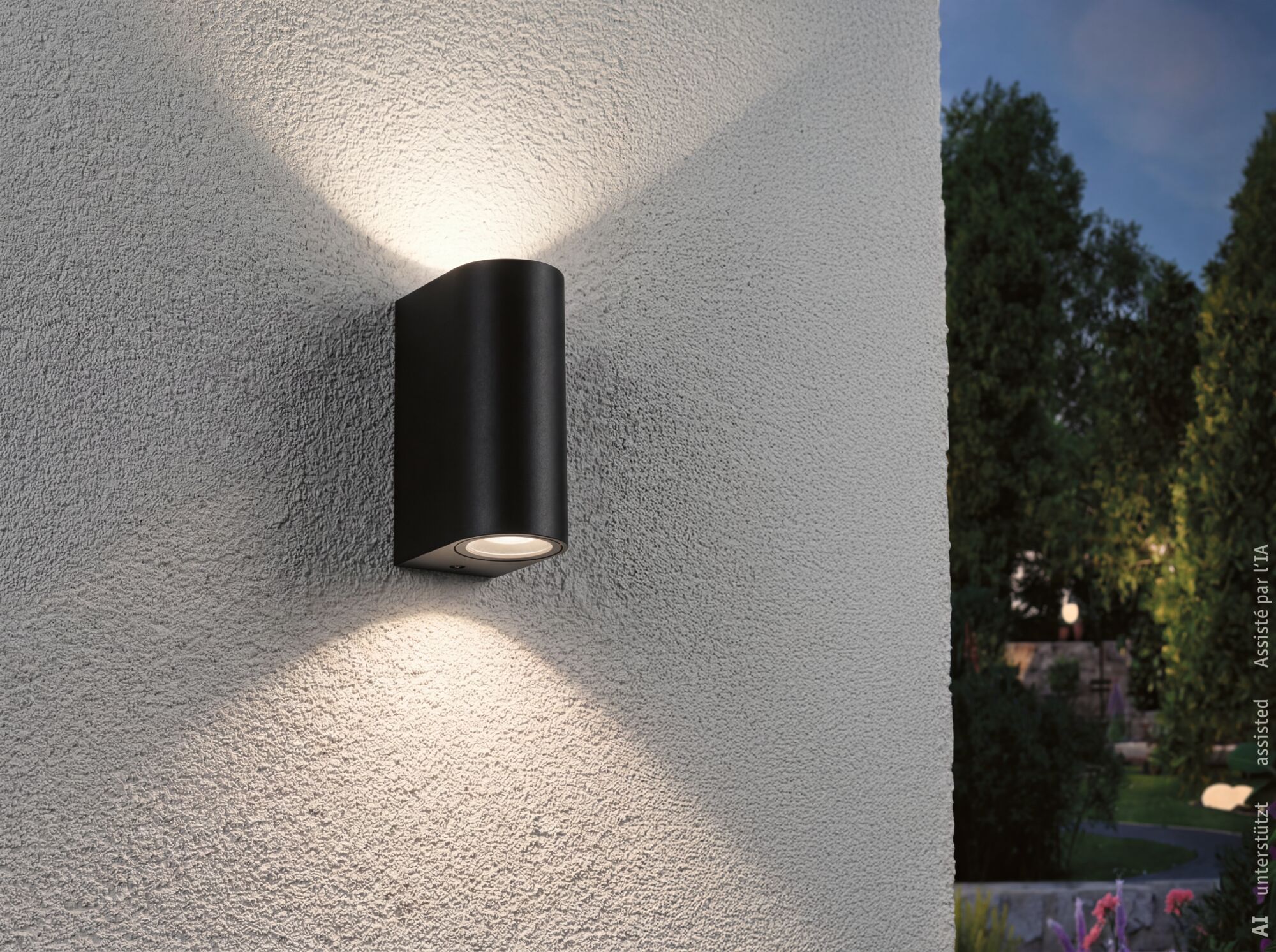 Wandleuchte Perugia IP44 GU10 230V max. 2x10W Schwarz matt