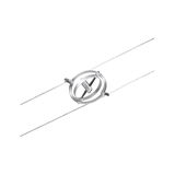 Silver metal cable tensioner with two wires for flexible lighting systems installation