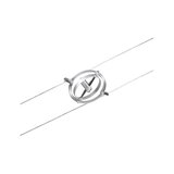 Silberner Seilspannadapter aus Metall mit zwei Kabeln für flexible Beleuchtungssysteme