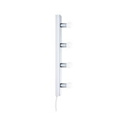 Moderne Wandlampe mit vier weißen Glühbirnen und weißem Kabel für stilvolle Raumbeleuchtung