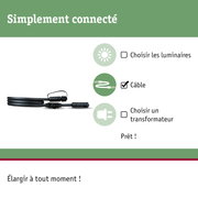 Câble de connexion noir avec prises pour systèmes d'éclairage, câble pour installation facile