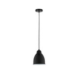 Suspension en métal noir avec abat-jour lisse et motif perforé pour éclairage intérieur moderne