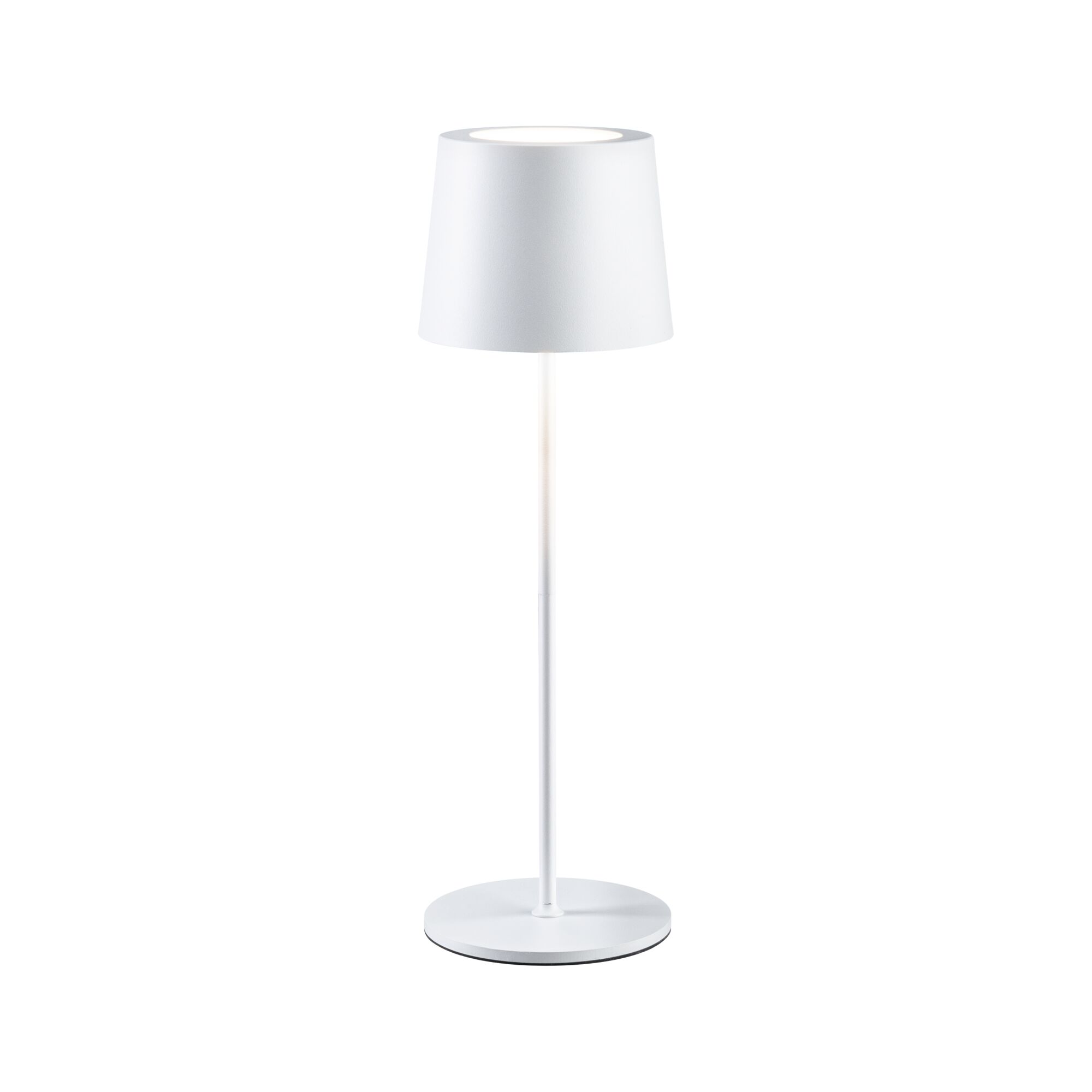 Acculamp Gilo IP44 dimbaar 2700K Wit mat Moderne witte metalen tafellamp met cilindrische kap voor stijlvolle binnenverlichting
