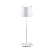 Modern white metal table lamp with cylindrical shade for stylish home lighting