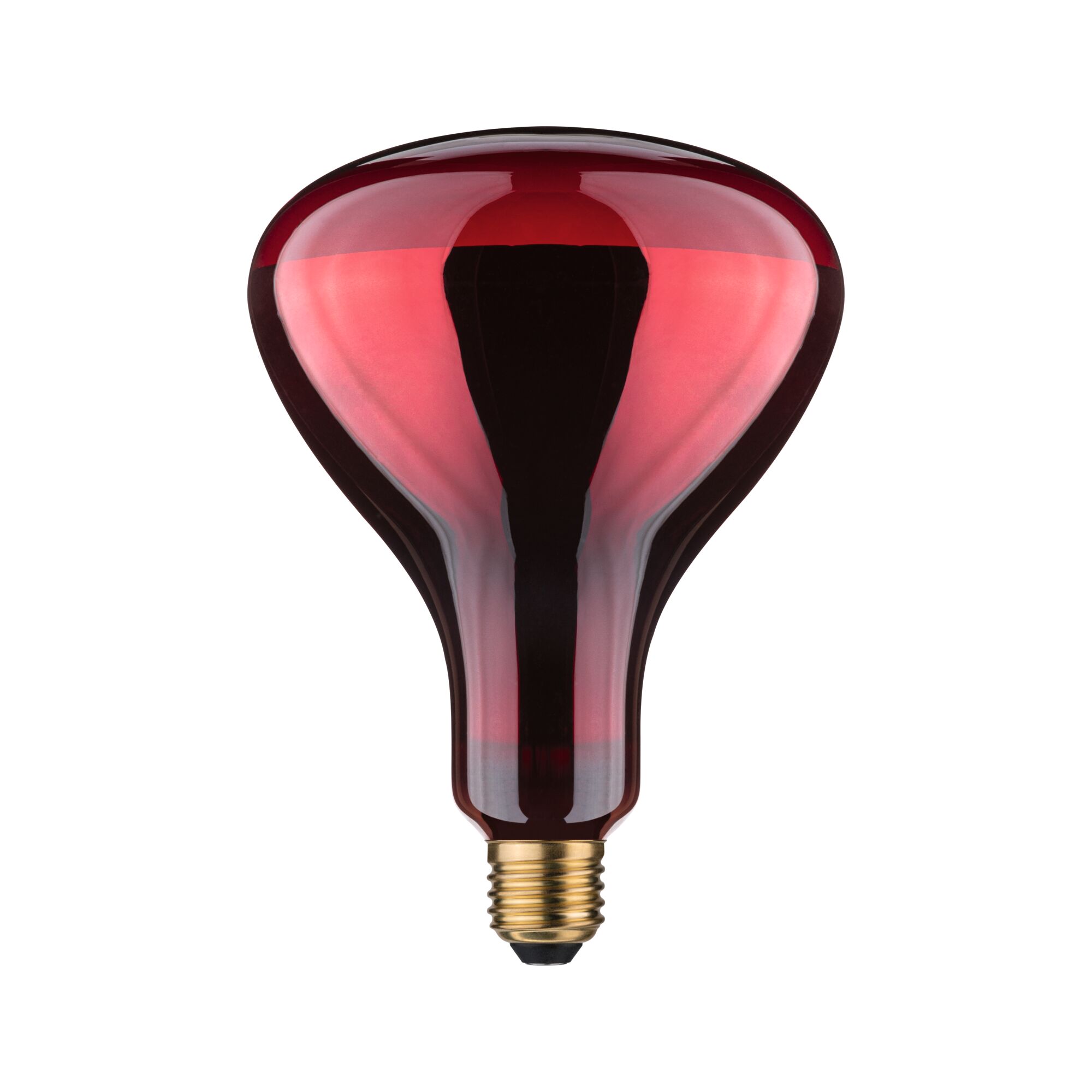 Rote Glühbirne mit breitem Reflektor und E27-Fassung aus Glas für dekorative Beleuchtung